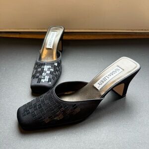 Embellished Black Mule Pumps